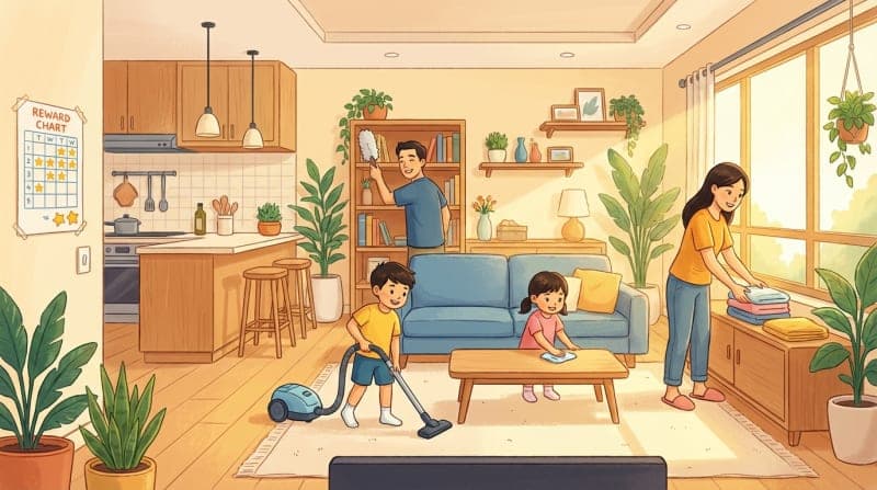 Bảng phân công việc nhà theo độ tuổi giúp con tự giác, hăng say